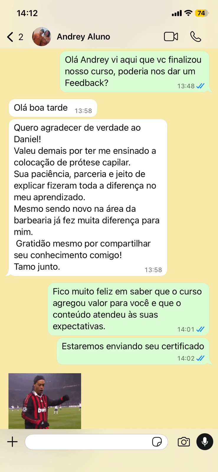 Depoimento do aluno Andrey