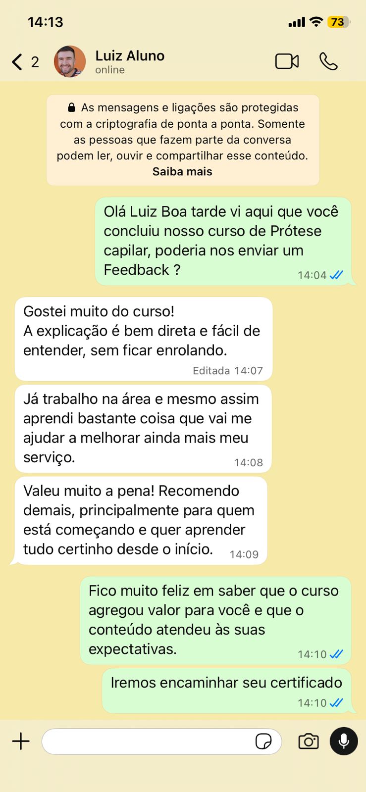 Depoimento do aluno Luiz